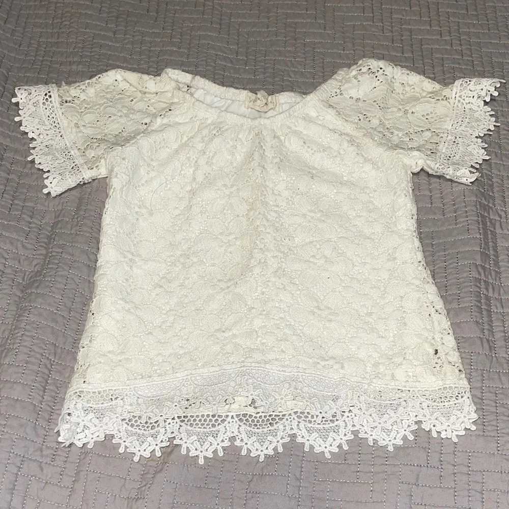 Charming Lace Kids Blouse - White - Picture 1 of 2